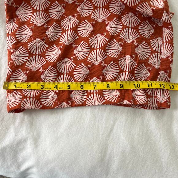 Anthropologie Maeve Printed Wide Leg Pull On Sea Shell Red Orange Pants, Large - Picture 9 of 13